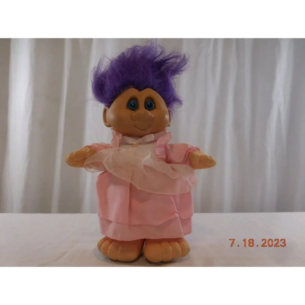 Vintage 1992 Ganz ‎ Rapper Troll Doll Plush 12” Tall  Blue Eyes Purple Hair